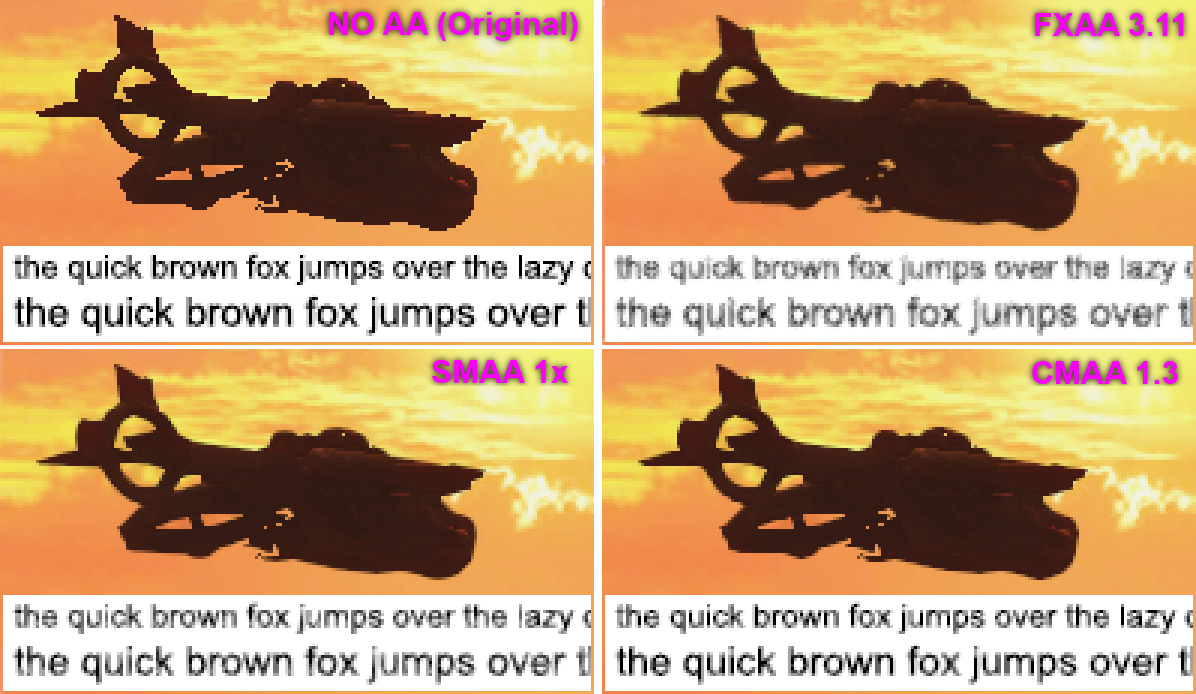 quality comparison for text and image anti-aliasing