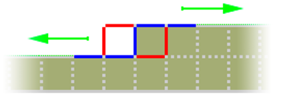 green arrows show subsequent edge tracing